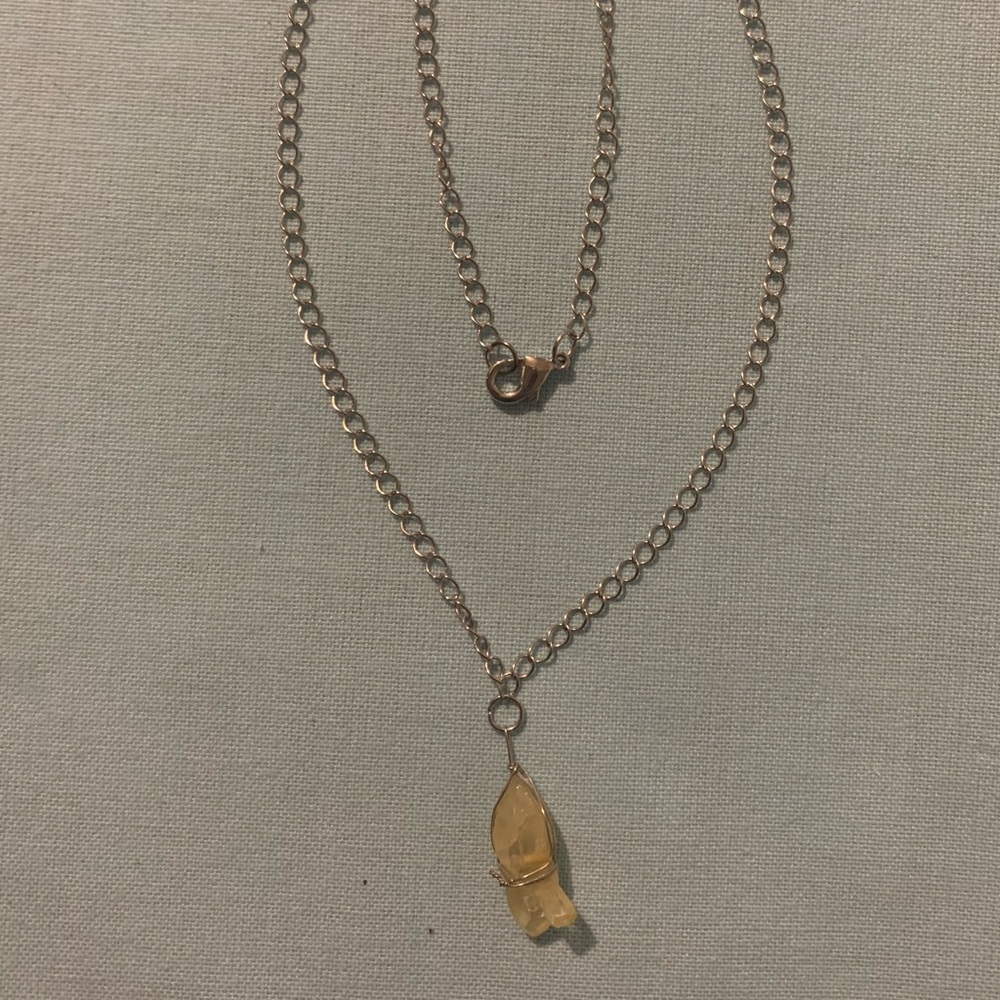 Hand Wrapped Crystal Jewelry Necklace, Yellow Crystal Calming